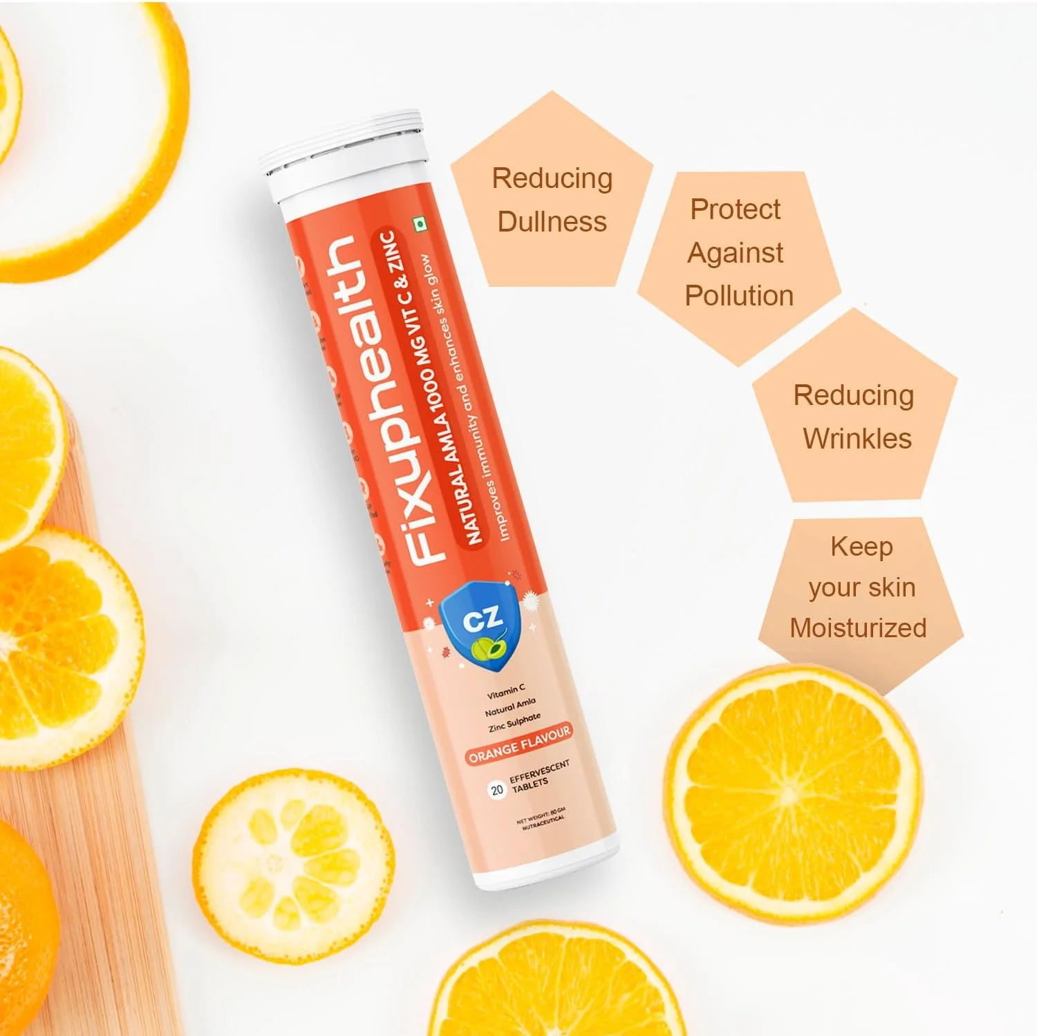 قرص جوشان آمله ۱۰۰۰ میلی گرم ویتامین C و زینک با طعم پرتقال - (۲۰ عدد قرص، بسته ۲ عددی)