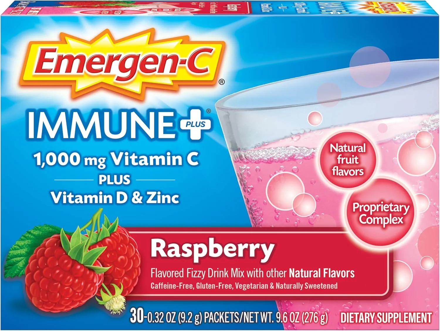پودر ویتامین C ۱۰۰۰ میلی گرمی Emergen-C Immune+، حاوی ویتامین D، روی، آنتی اکسیدان ها و الکترولیت ها برای ایمنی، مکمل غذایی تقویت کننده سیستم ایمنی، طعم تمشک - ۳۰ عدد/ تامین یک ماه پودر ویتامین C ۱۰۰۰ میلی گرمی Emergen-C Immune+، حاوی ویتامین D، روی، آنتی اکسیدان ها و الکترولیت ها برای ایمنی، مکمل غذایی تقویت کننده سیستم ایمنی، طعم تمشک - ۳۰ عدد/ تامین یک ماه