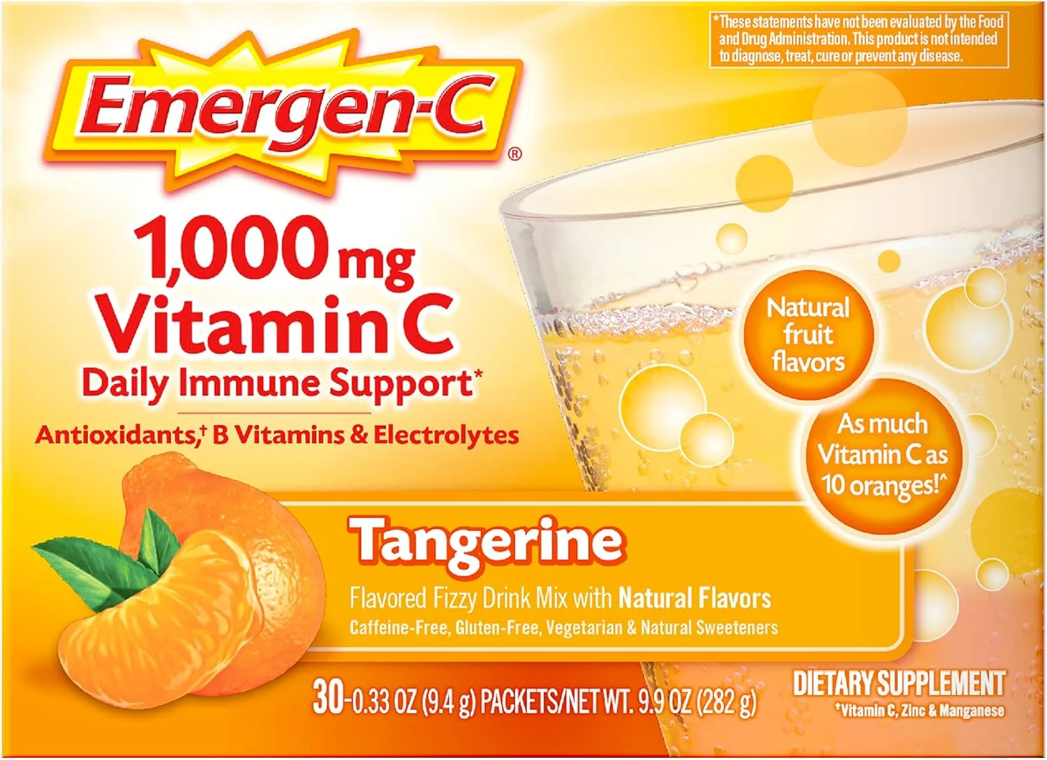 مکمل غذایی پودری ویتامین C 1000 میلی گرمی بدون کافئین Emergen-C (طعم نارنگی) - 30 عدد مکمل غذایی پودری ویتامین C 1000 میلی گرمی بدون کافئین Emergen-C (طعم نارنگی) - 30 عدد