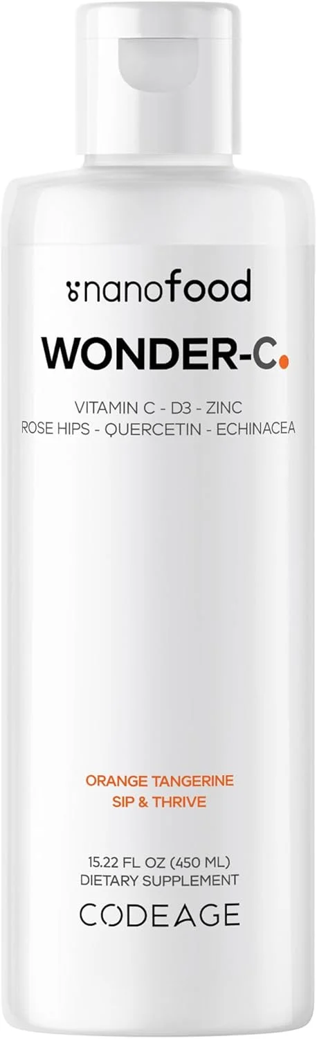 مایع ویتامین C کدایج 1000 میلی گرم، ویتامین D3، E و زینک، گل رز، کوئرستین، اکیناسه، مکمل لیپوزومی ویتامین C گیاهی، غیر GMO، 473 میلی لیتر