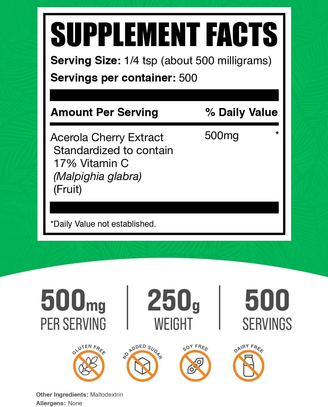 عصاره گیلاس آسرولا BULKSUPPLEMENTS.COM (250 گرم - 8.8 اونس)