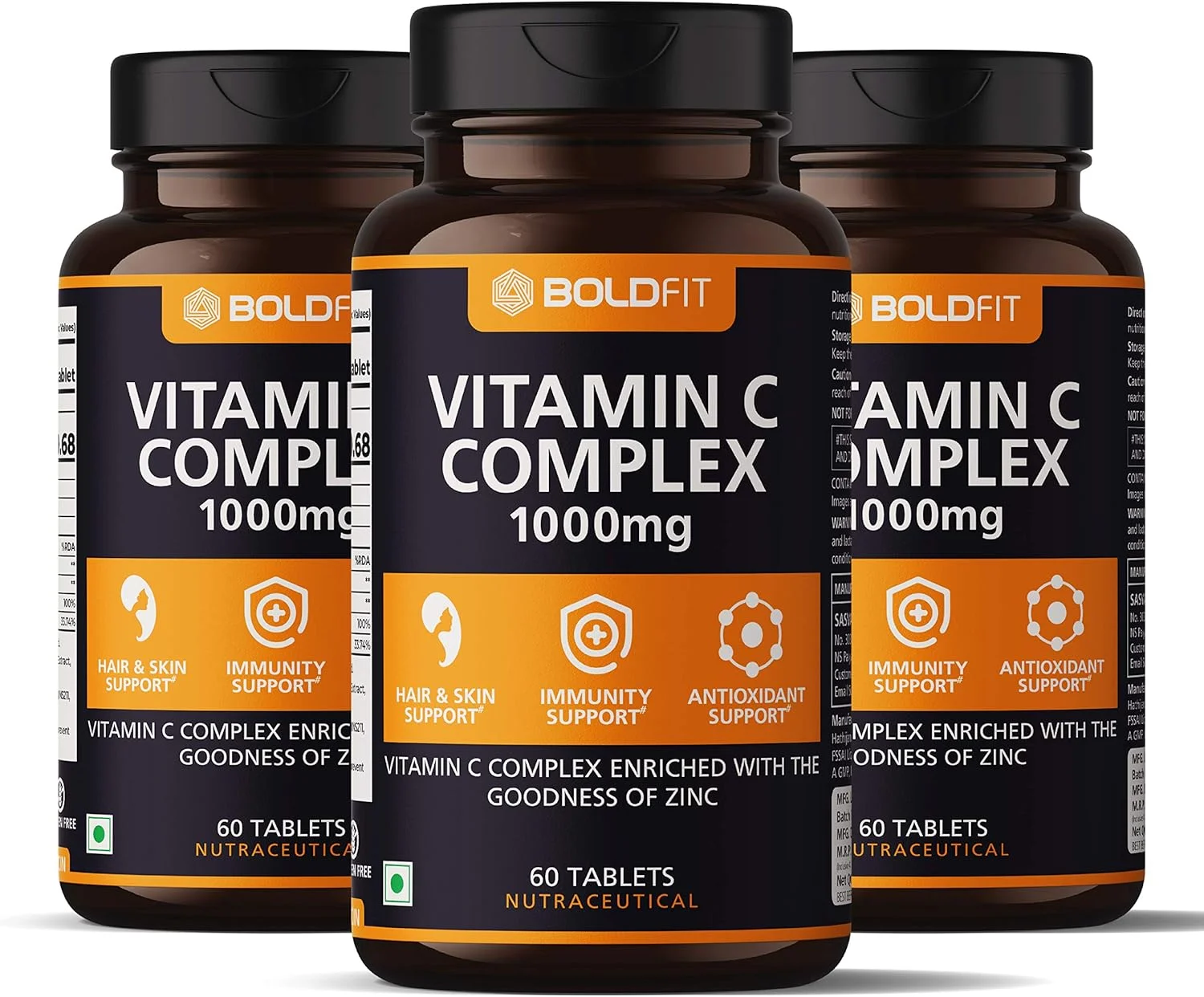 قرص های کمپلکس ویتامین C بولدفیت 1000 میلی گرم با آملا و زینک برای تقویت سیستم ایمنی بزرگسالان، مکمل آنتی اکسیدانی و پشتیبانی از کلاژن برای مو، پوست، ناخن و مفاصل (180 قرص)