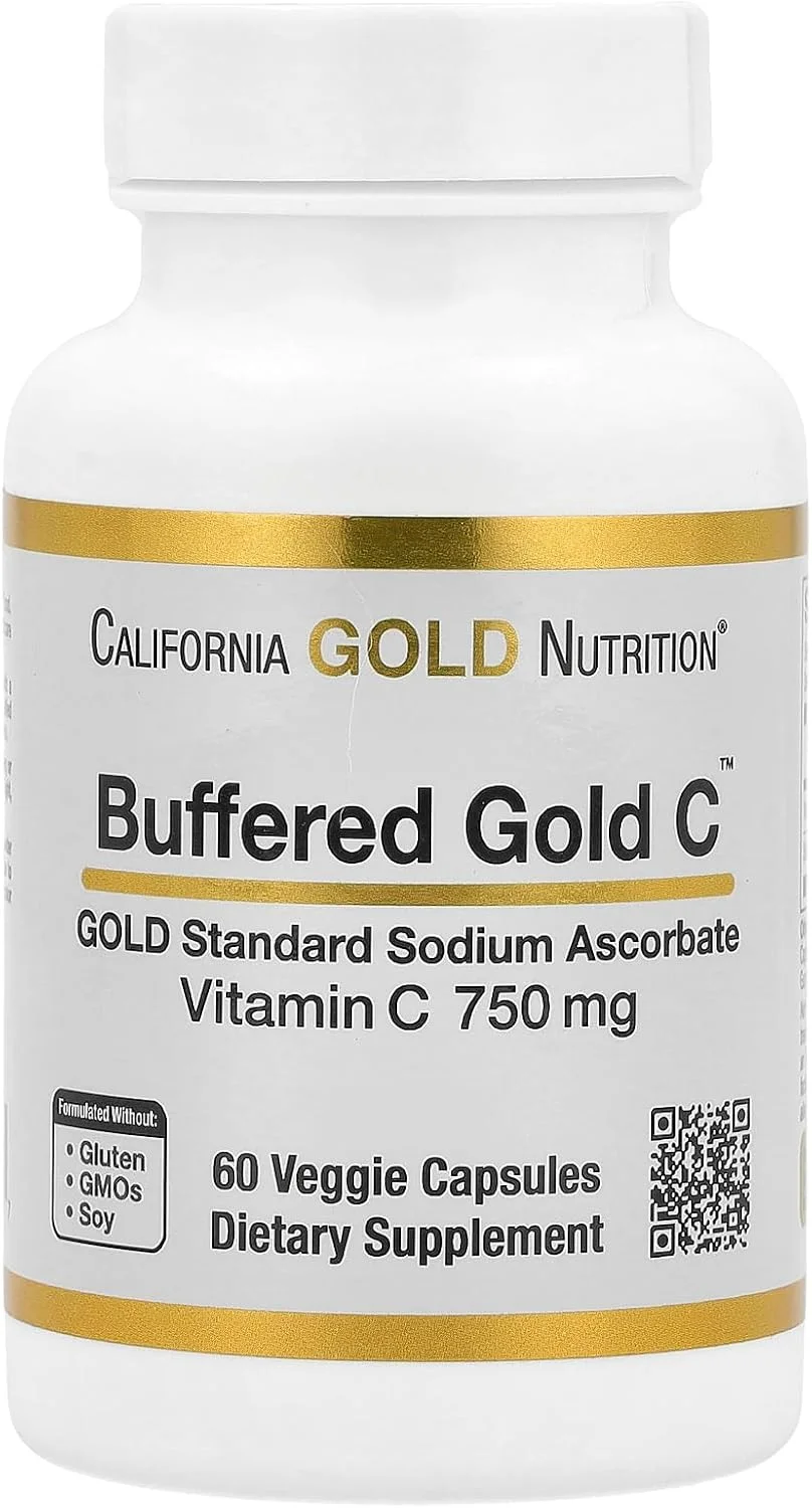 کپسول های ویتامین C بافر شده California Gold Nutrition، 750 میلی گرم، 60 عدد گیاهی