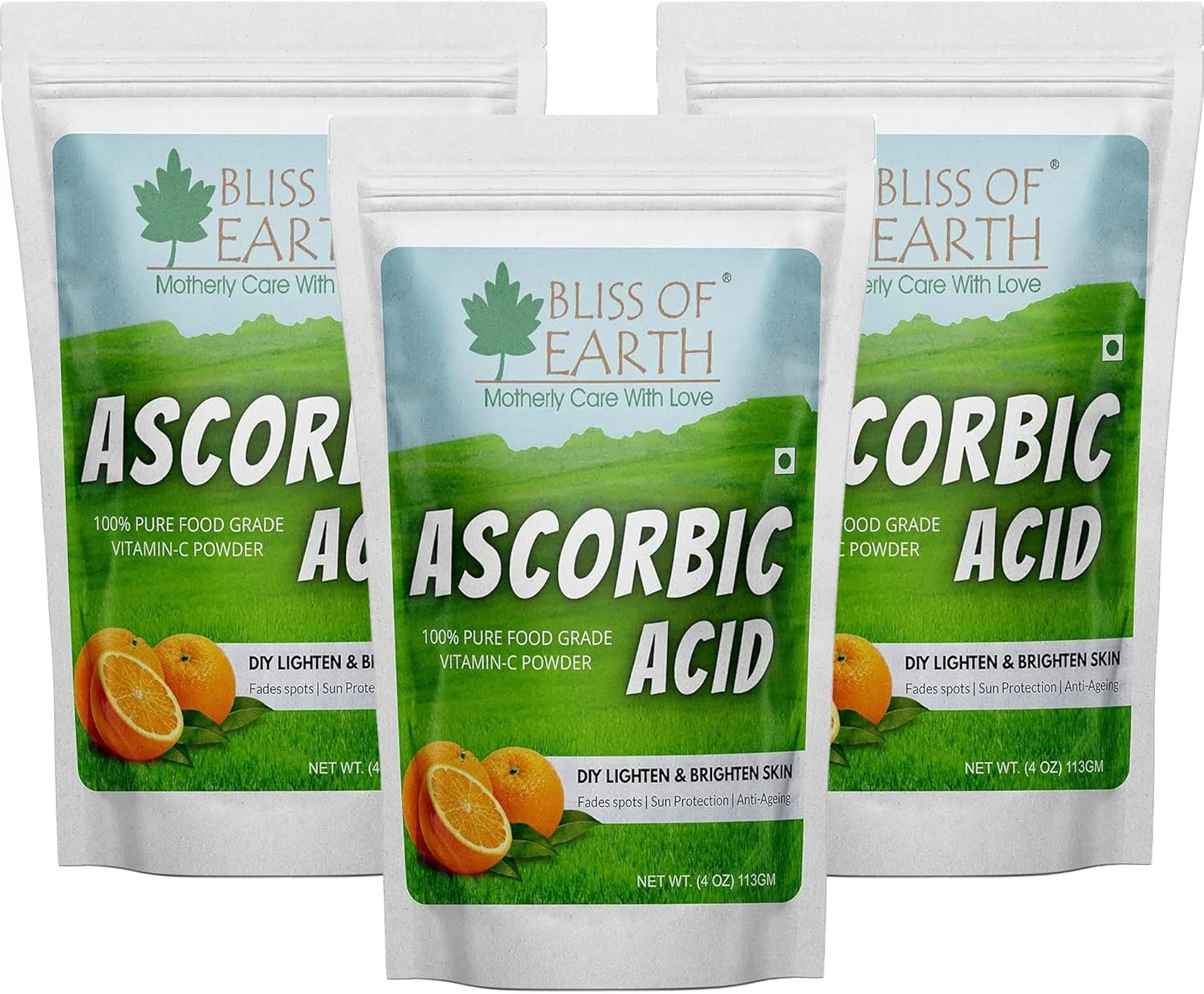 پودر آسکوربیک اسید ارگانیک و خالص برای لکه‌های تیره، تقویت کلاژن، تقویت مو و ناخن، حمایت از ایمنی و محافظت از پوست برای داشتن چهره و پوستی جوان و درخشان - 3x113 گرم