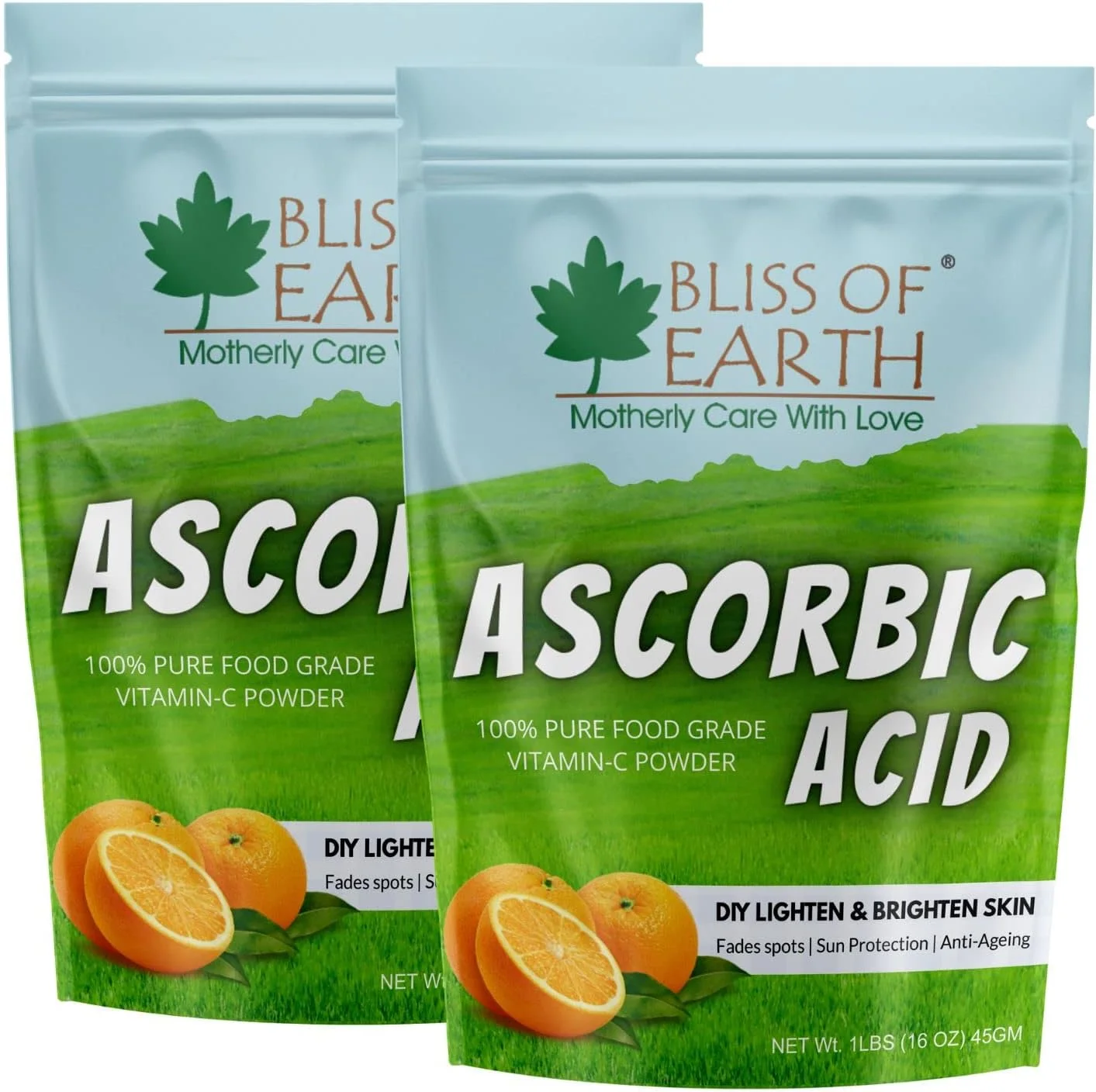 پودر آسکوربیک اسید ارگانیک و خالص برای لکه‌های تیره، تقویت کلاژن، تقویت مو و ناخن، پشتیبانی از ایمنی و محافظت از پوست برای داشتن چهره و پوستی جوان و درخشان - 2x453 گرم