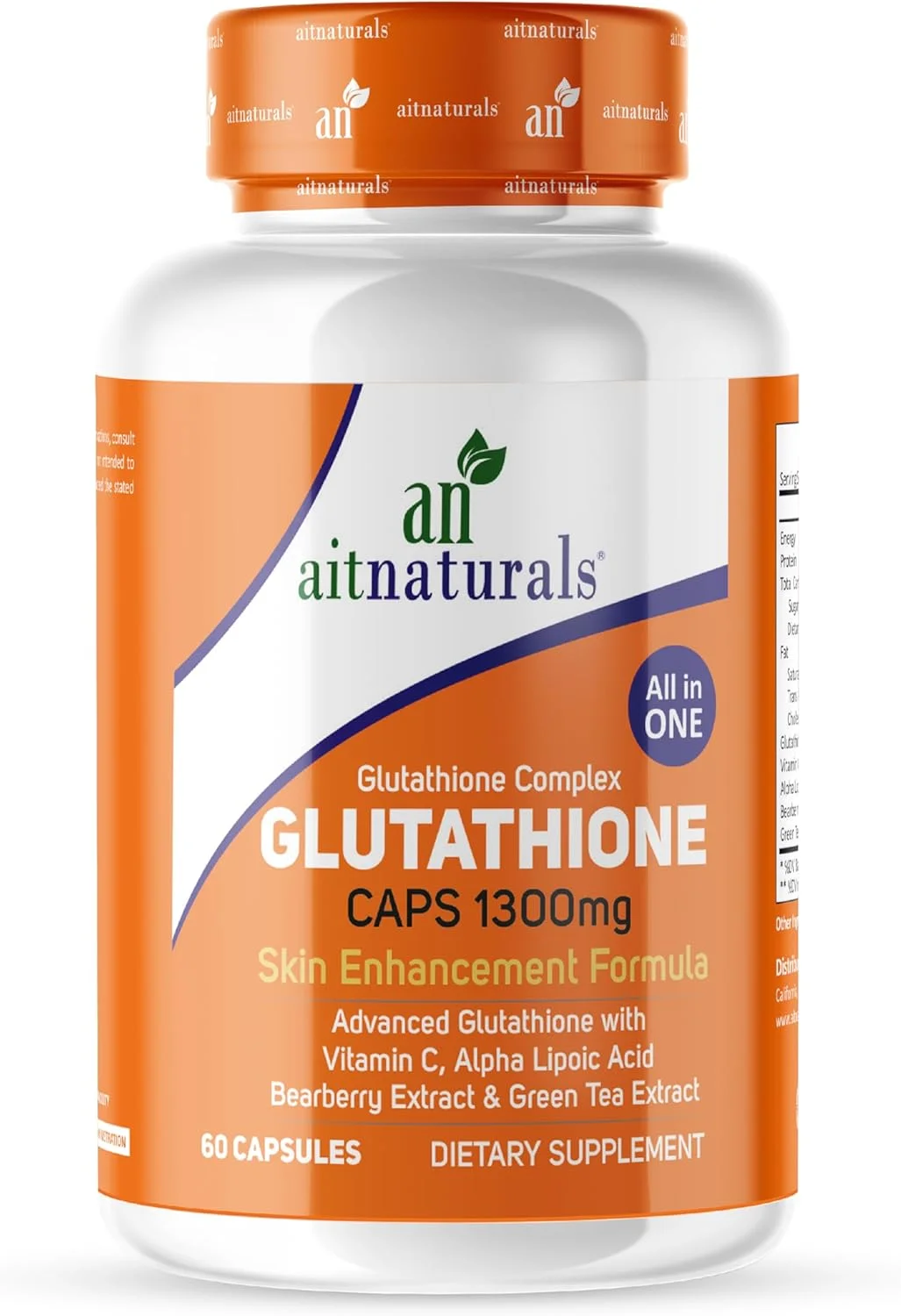 کمپلکس گلوتاتیون Aitnaturals (1300 میلی گرم) - 60 کپسول فرمول پیشرفته آنتی اکسیدانی با ویتامین C، آلفا لیپوئیک اسید، عصاره توت خرس و عصاره چای سبز برای حمایت از سیستم ایمنی، سم زدایی و بهبود پوست