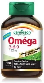 جیمسون امگا 3-6-9 1200 میلی گرم، بدون طعم ماهی، 180 سافت ژل