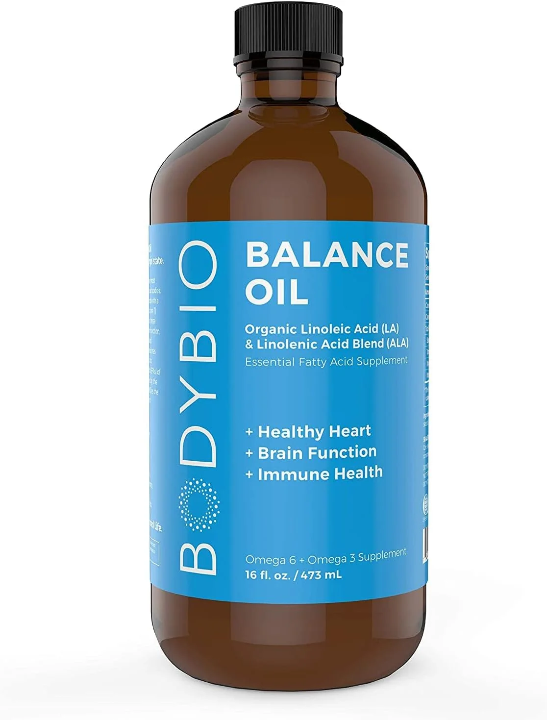 روغن تعادل BodyBio - اسیدهای چرب ضروری امگا 3 و 6 - پرس سرد، وگان، مخلوط روغن گلرنگ و تخم کتان ارگانیک برای حمایت از مغز و خلق و خو و سلامت سلولی، 473 میلی لیتر، قهوه ای