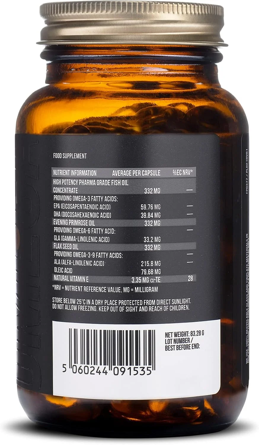 گرسبرگ امگا 3-6-9 بالانس، 1000 میلی گرم با روغن تخم کتان، روغن گل مغربی و ویتامین ای طبیعی - 60 کپسول