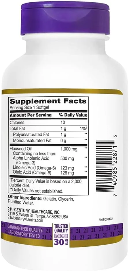 کپسول های ژلاتینی روغن تخم کتان 21st Century - 120 عددی