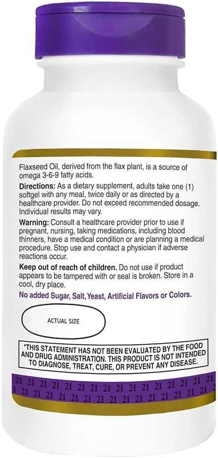 کپسول های ژلاتینی روغن تخم کتان 21st Century - 120 عددی