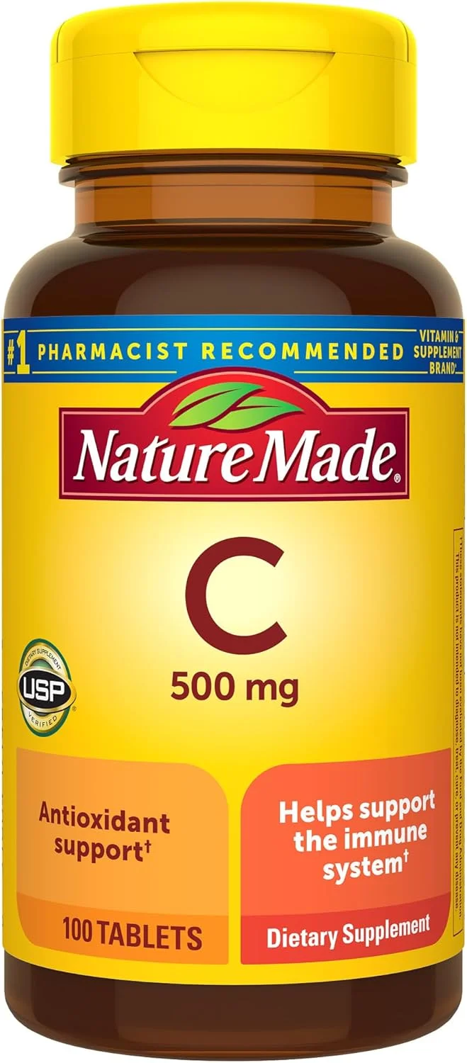 کپسول ویتامین C 500 میلی گرمی Nature Made، تعداد 100 عدد، برای تقویت سیستم ایمنی، بدون گلوتن