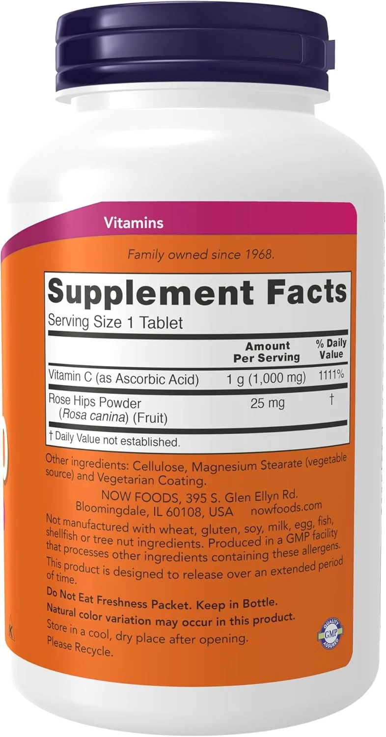 نو فودز ویتامین C-1000 با گل رز، رهش پایدار - 250 قرص نو فودز ویتامین C-1000 با گل رز، رهش پایدار - 250 قرص