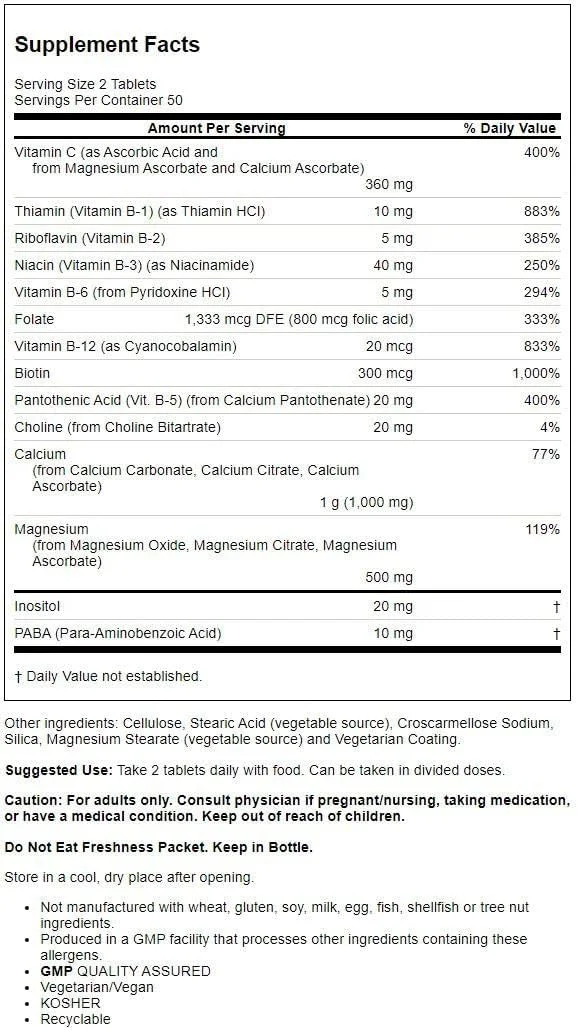 قرص کلسیم-منیزیم فرمول استرس ناو فودز 100 عددی