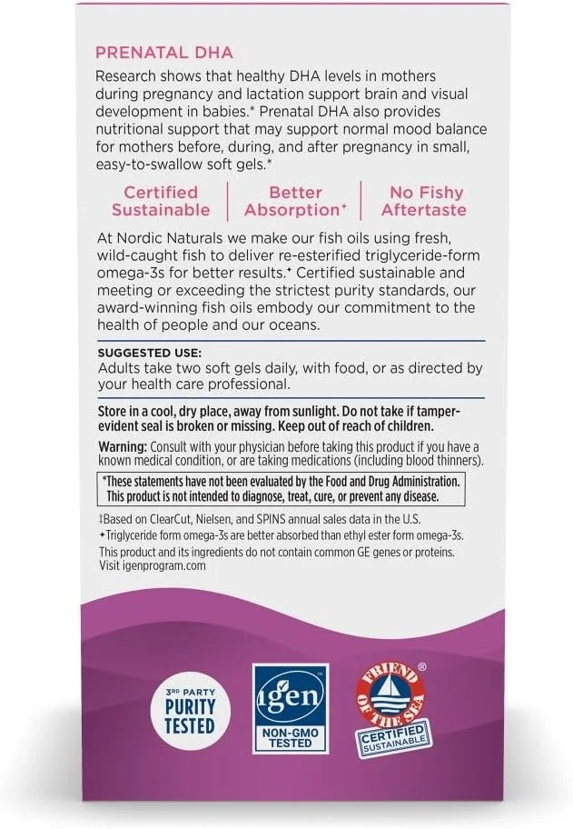 نوردیک نچرالز دی اچ ای دوران بارداری بدون طعم 90 عددی، 500 میلی گرم