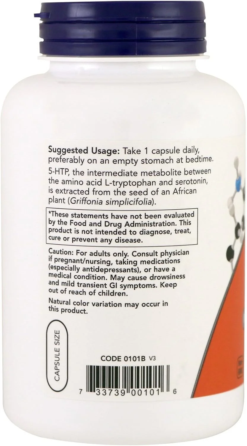 NOW Foods 5-HTP - 50 میلی گرم، 180 کپسول