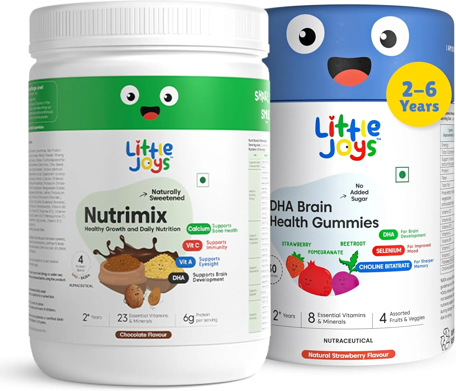 مجموعه تقویت هوش کودکان Little Joys (۲-۶ سال) | همراه با NutriMix (۳۵۰ گرم) و پاستیل تقویت حافظه (بسته ۳۰ عددی) | مجموعه غنی از DHA برای تمرکز و حافظه بهتر