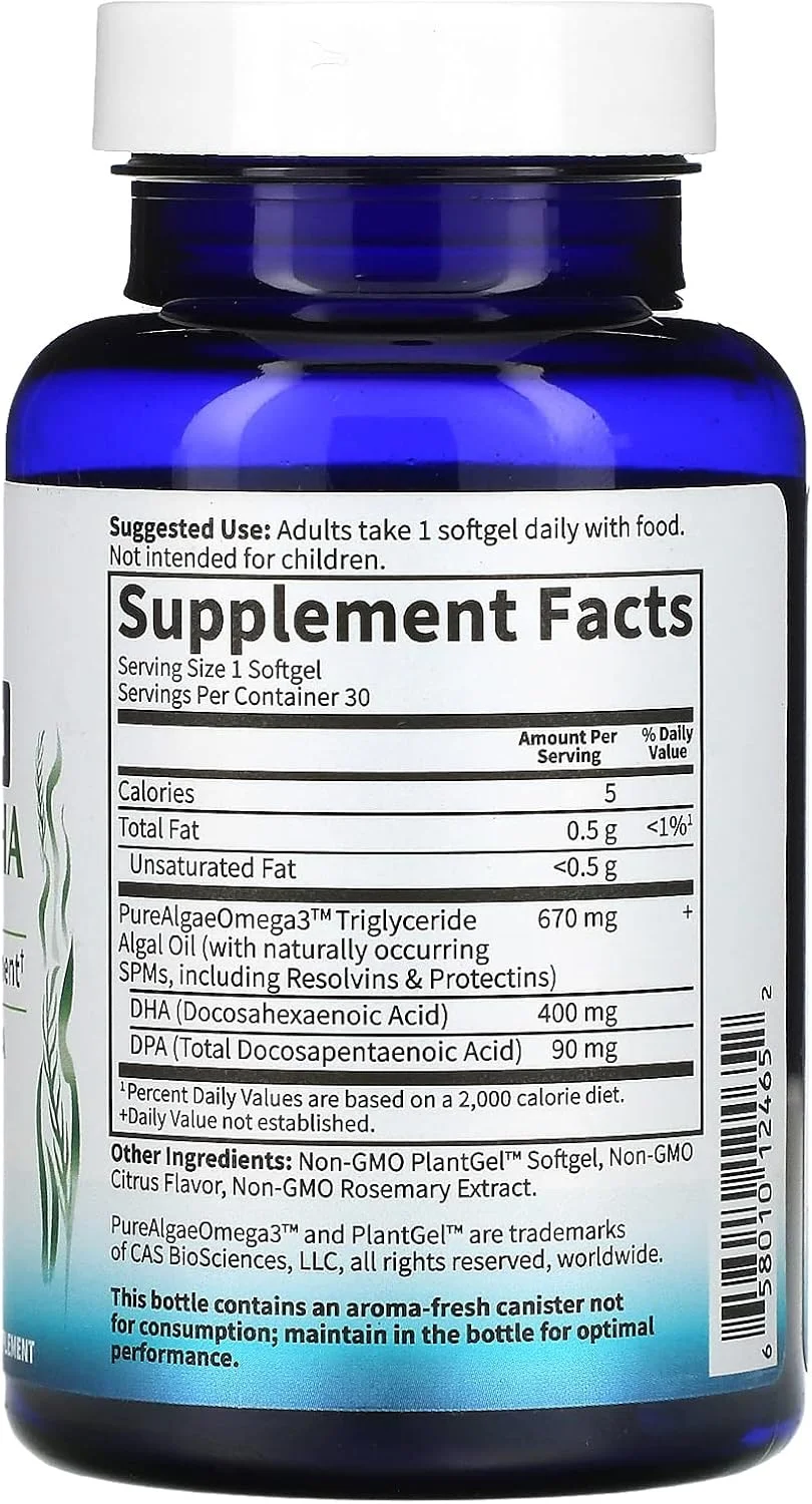 DHA دوران بارداری گیاهی دکتر فرموله شده Garden of Life | مکمل امگا 3 با 400 میلی گرم DHA + DPA | از امگا 3 جلبکی به شکل تری گلیسیرید | غیر GMO | وگان | 30 سافت ژل