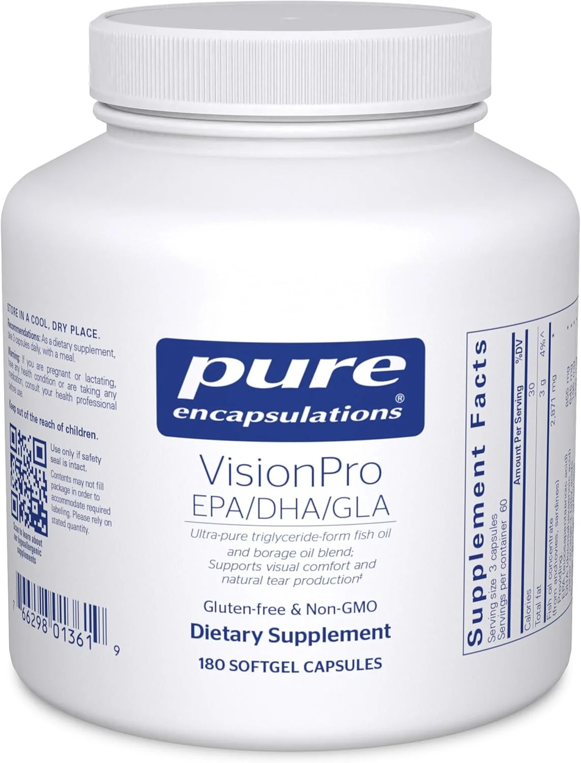 Pure Encapsulations Visionpro Epa/Dha/Gla | پشتیبانی از تولید اشک طبیعی و حفظ رطوبت چشم* | 180 سافت ژل