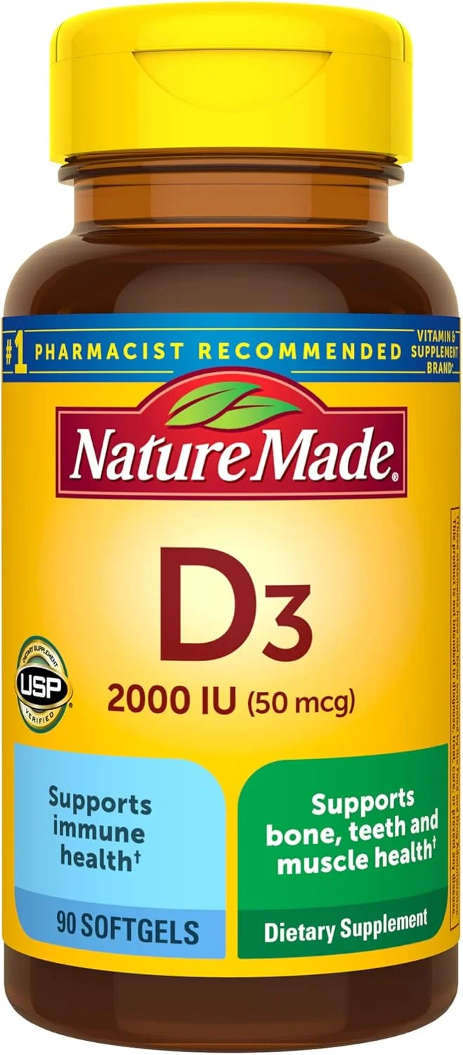 نچر مید ویتامین D - 50 میکروگرم (2000 واحد بین المللی) سافت ژل، 90 عدد