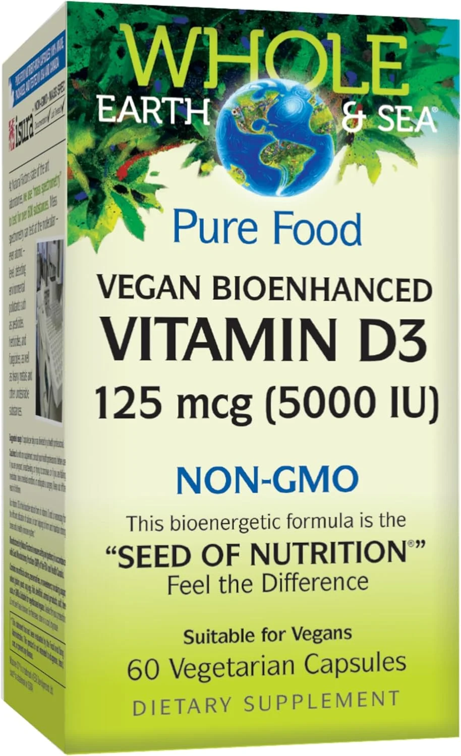 نچرال فاکتورز Whole Earth & Sea Pure Food ویتامین D3 گیاهی Bioenhanced 5000 واحد بین المللی 60,150553 نچرال فاکتورز Whole Earth & Sea Pure Food ویتامین D3 گیاهی Bioenhanced 5000 واحد بین المللی 60,150553