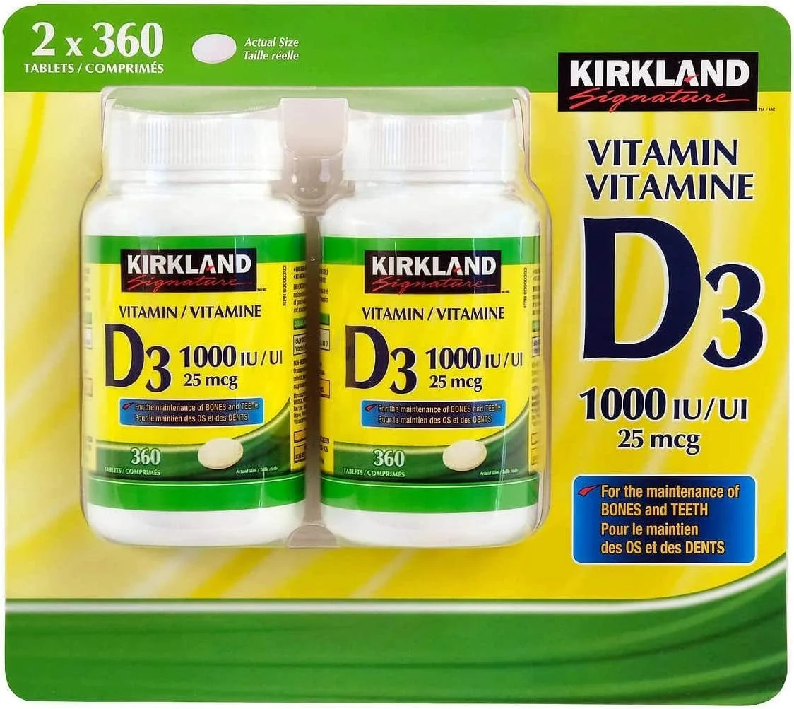 ویتامین د3 Kirkland Signature، 1000 واحد بین المللی، بسته 2 عددی