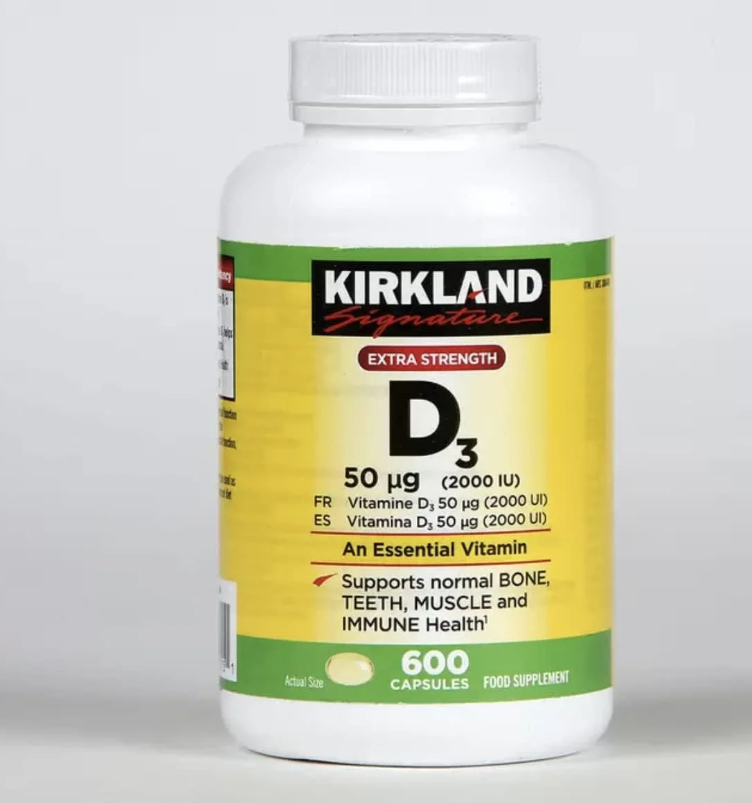 ویتامین د3 با حداکثر قدرت Kirkland Signature 2000 واحد بین المللی، 600 سافت ژل، بطری مراقبت شخصی