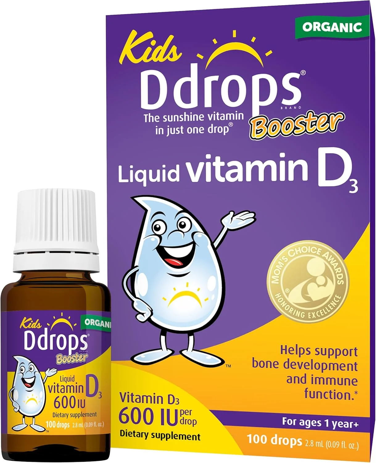 قطره ویتامین D Ddrops، 600 واحد بین المللی، 100 قطره