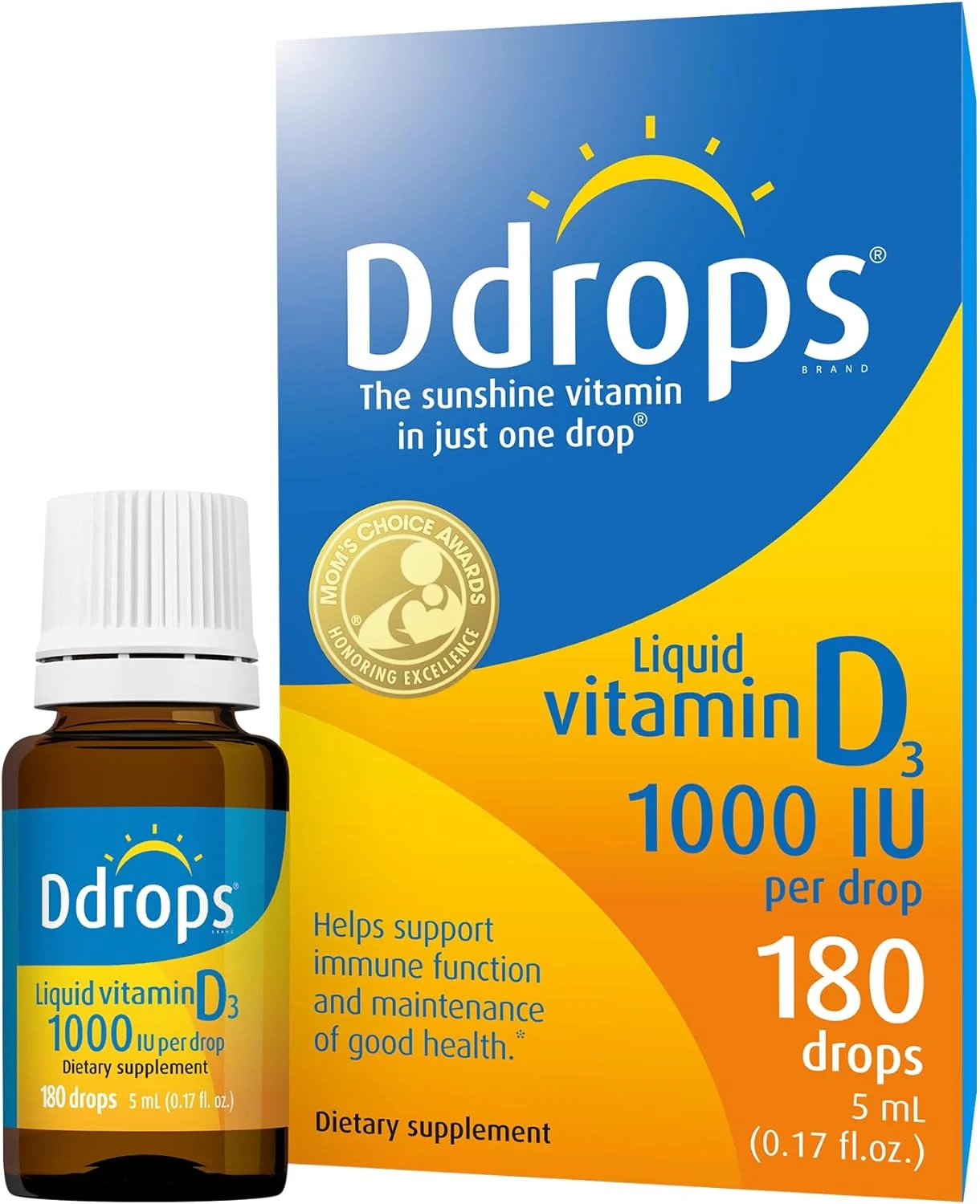 قطره ویتامین D Ddrops با غلظت 1000IU (5 میلی لیتر)، جعبه 180 قطره ای