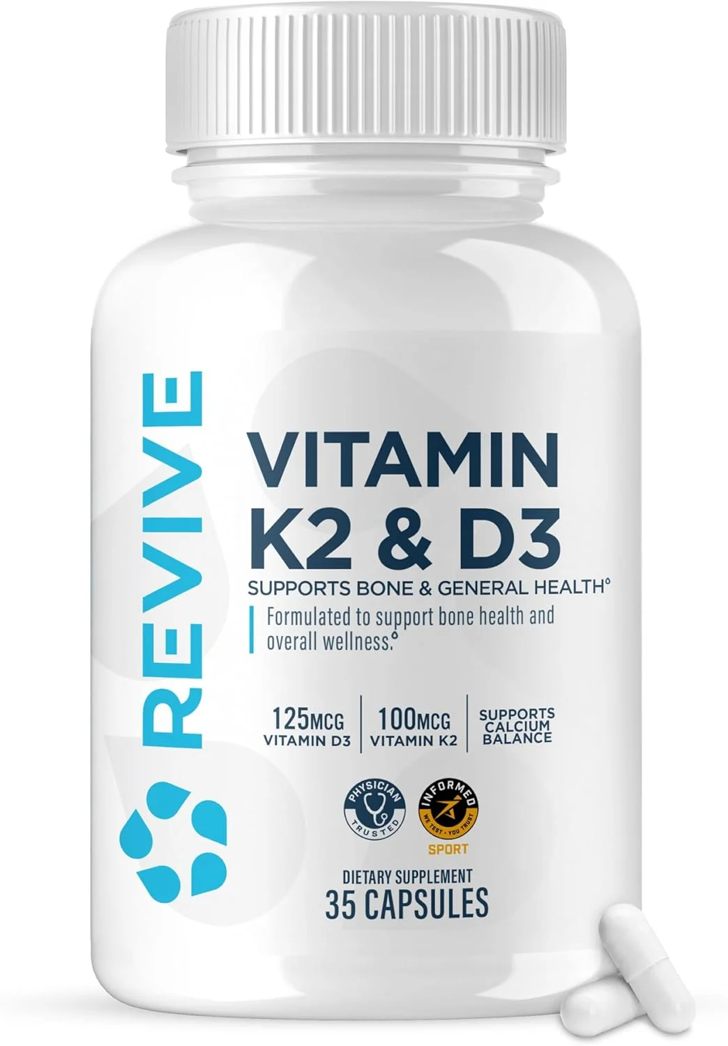 مجموعه ویتامین D3 و K2 REVIVE MD - پشتیبانی از سلامت استخوان و قدرت عضلات - مکمل ویتامین K2 و D3 برای سلامت زنان و مردان و عملکرد مغز