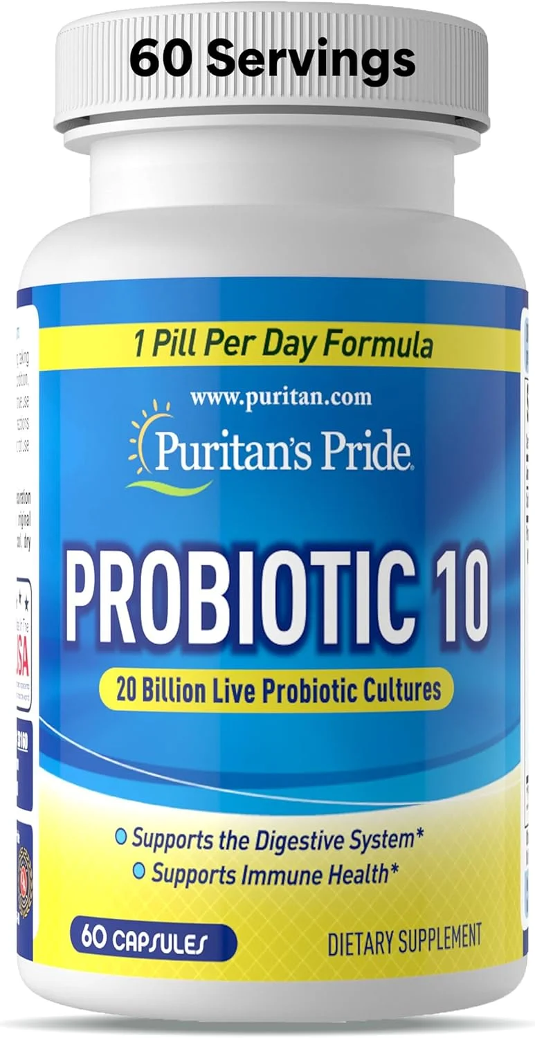 پروبیوتیک 10 به همراه ویتامین D برای کمک به سلامت سیستم ایمنی بدن*، 60 عدد، توسط Puritan's Pride، سفید