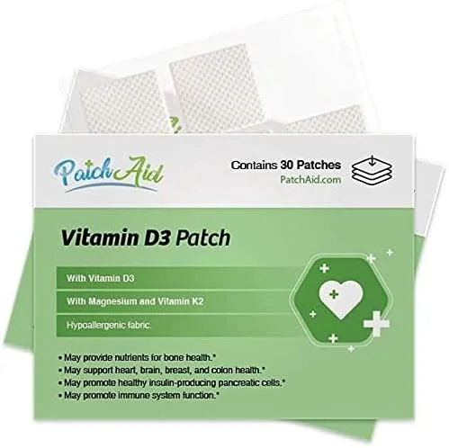 برچسب های موضعی روزانه ویتامین D3-30 پچ اید. 100% طبیعی و گیاهی. بدون آلرژی و مواد افزودنی. جذب بالا و فراهمی زیستی بیشتر. مناسب برای معده های حساس و جراحی های لاغری.