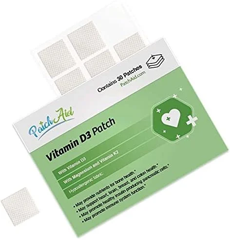 برچسب های موضعی روزانه ویتامین D3-30 پچ اید. 100% طبیعی و گیاهی. بدون آلرژی و مواد افزودنی. جذب بالا و فراهمی زیستی بیشتر. مناسب برای معده های حساس و جراحی های لاغری.