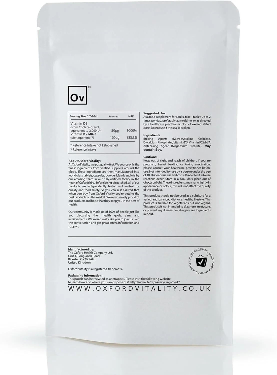 قرص ویتامین D3 2000IU و ویتامین K2-MK7 100mcg آکسفورد ویتالیتی (120 عدد) قرص ویتامین D3 2000IU و ویتامین K2-MK7 100mcg آکسفورد ویتالیتی (120 عدد)