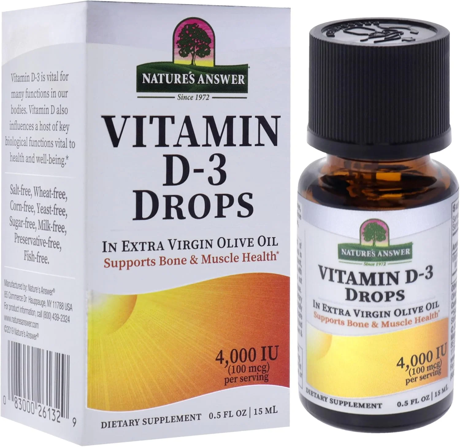قطره ویتامین D3 مایع Nature's Answer، 4000 واحد بین المللی