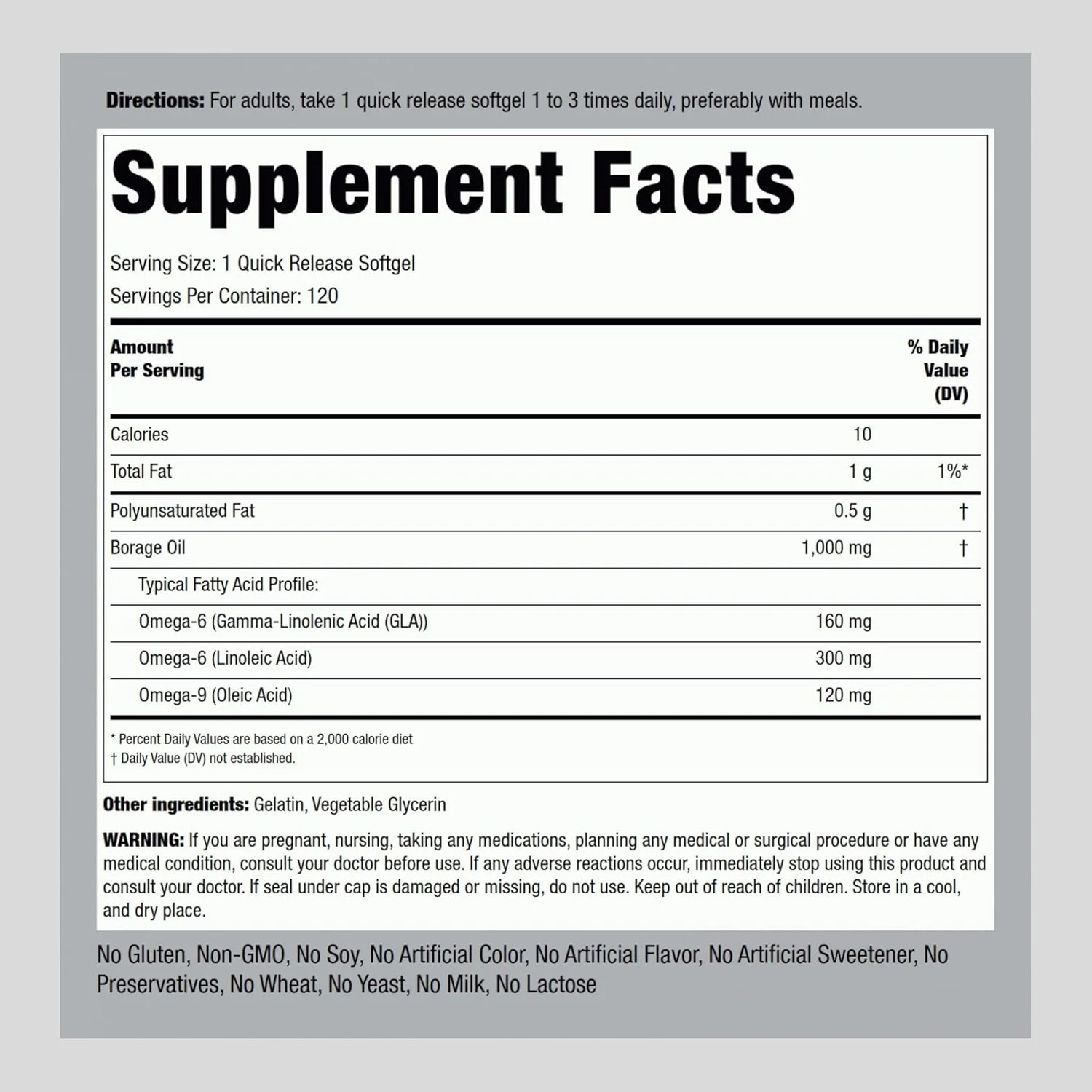 روغن گل گاوزبان پایپینگ راک (GLA)، 1000 میلی گرم، 120 سافت ژل با رهش سریع