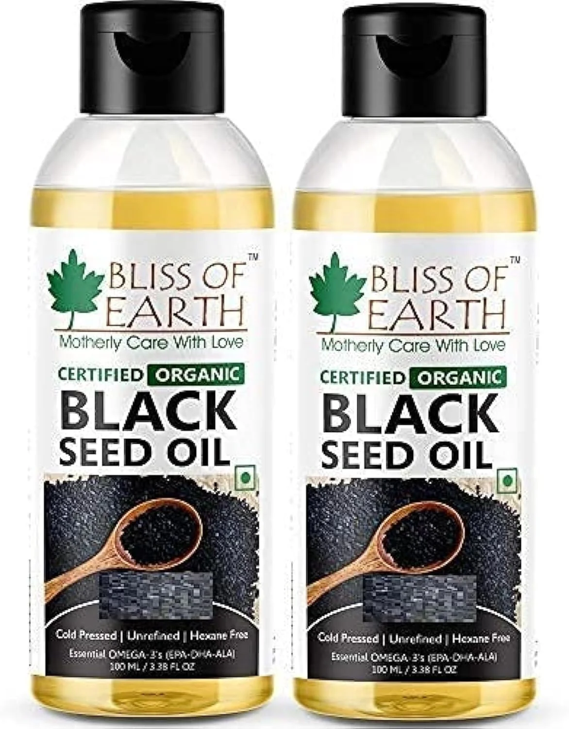 روغن دانه سیاه بلیس آف ارث، روغن کلونجی ارگانیک پرس سرد برای رشد مو، روغن دانه سیاه برای مراقبت از پوست، کمک به هضم و تقویت سیستم ایمنی، روغن حبة البرکه برای کاهش وزن - بسته 2 عددی 100 میلی لیتری