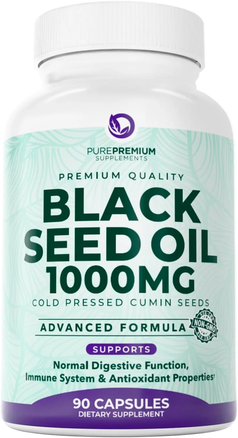 کپسول روغن دانه سیاه ممتاز PurePremium (غیر تراریخته و گیاهی) کپسول های سیاهدانه با پرس سرد – 90 کپسول روغن زیره سیاه