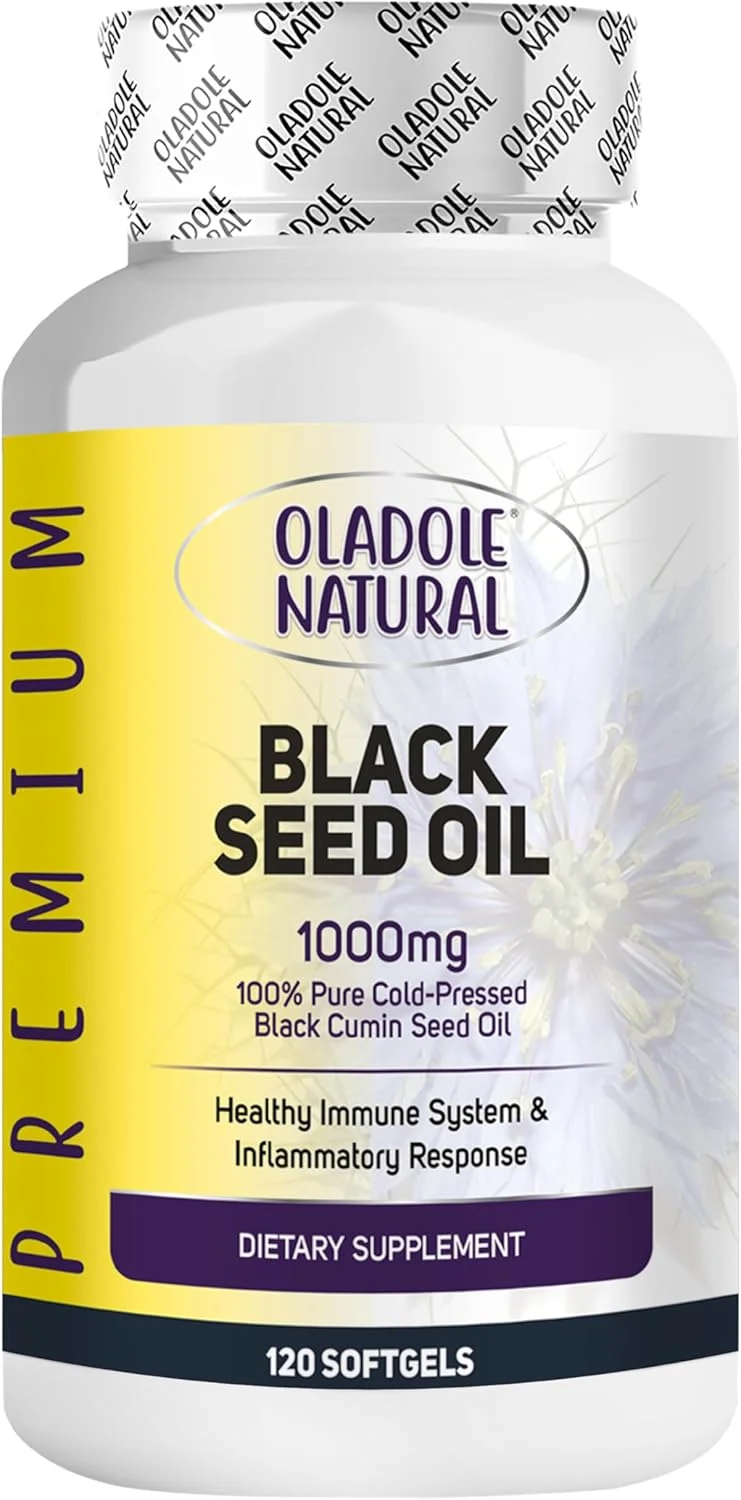 اولادول سافت ژل روغن دانه سیاه طبیعی 120 عدد - 1000 میلی گرم در هر وعده | روغن دانه زیره سیاه خالص ممتاز پرس سرد نیگلا ساتیوا با منبع ویتامین E | غیر GMO، بدون گلوتن