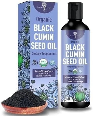 روغن دانه زیره سیاه ارگانیک - USDA - پرس سرد - حاوی تیموکینون تا 6 برابر قوی تر - دانه های زیره سیاه نیجلا ساتیوا خالص - مکمل ممتاز برای حمایت از ایمنی، مفاصل، پوست و مو (250 میلی لیتر)