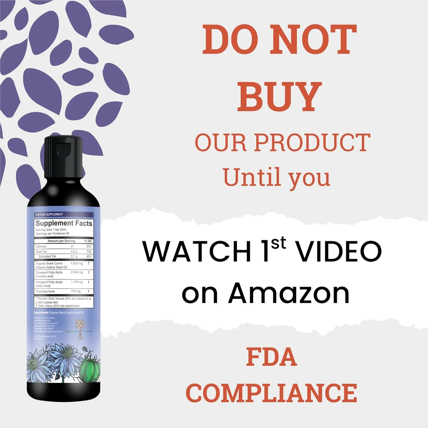 روغن دانه زیره سیاه ارگانیک - USDA - پرس سرد - حاوی تیموکینون تا 6 برابر قوی تر - دانه های زیره سیاه نیجلا ساتیوا خالص - مکمل ممتاز برای حمایت از ایمنی، مفاصل، پوست و مو (250 میلی لیتر)