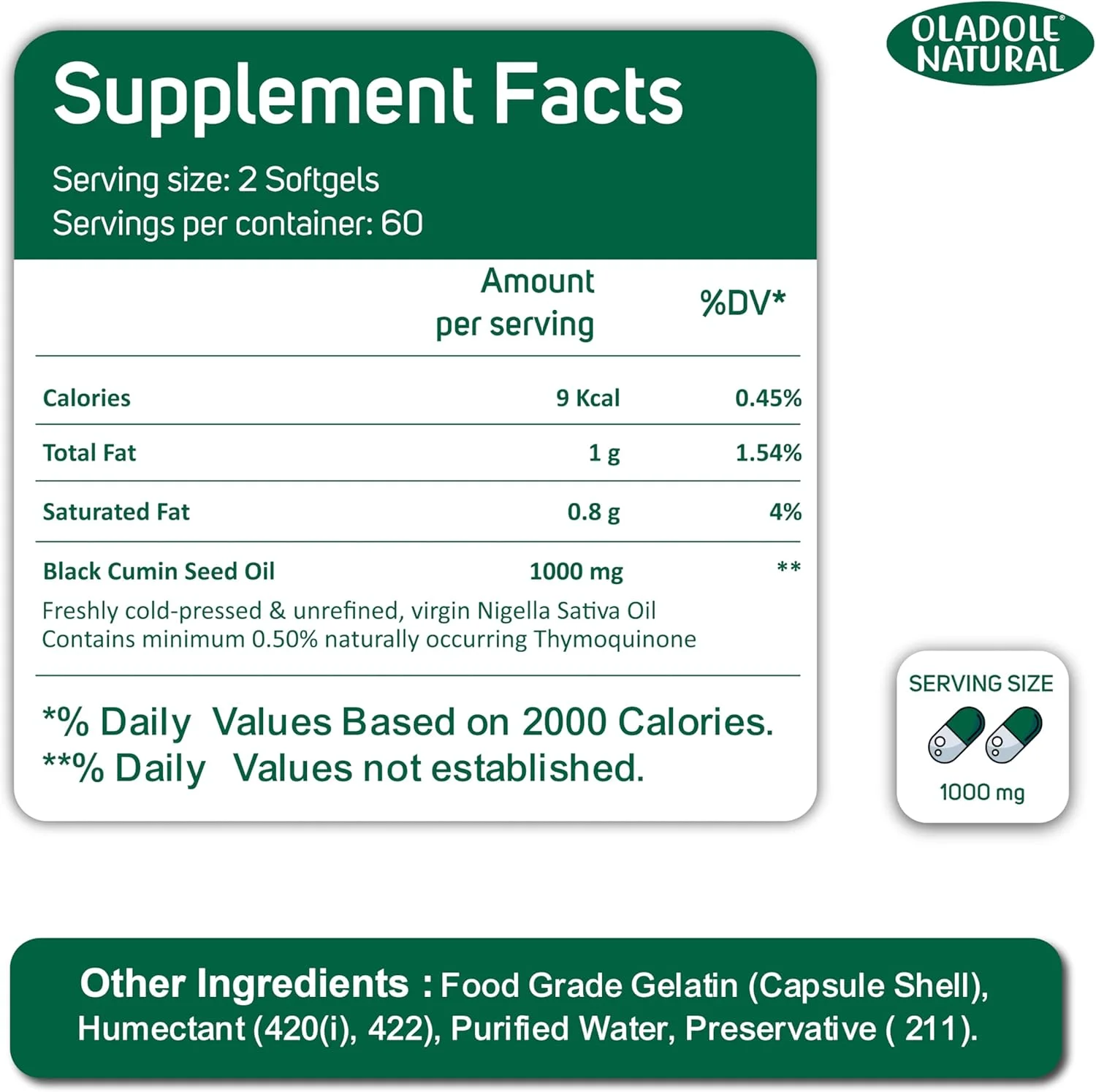 اولادول سافت ژل روغن دانه سیاه طبیعی 120 عدد - 1000 میلی گرم در هر وعده | روغن دانه زیره سیاه خالص ممتاز پرس سرد نیگلا ساتیوا با منبع ویتامین E | غیر GMO، بدون گلوتن