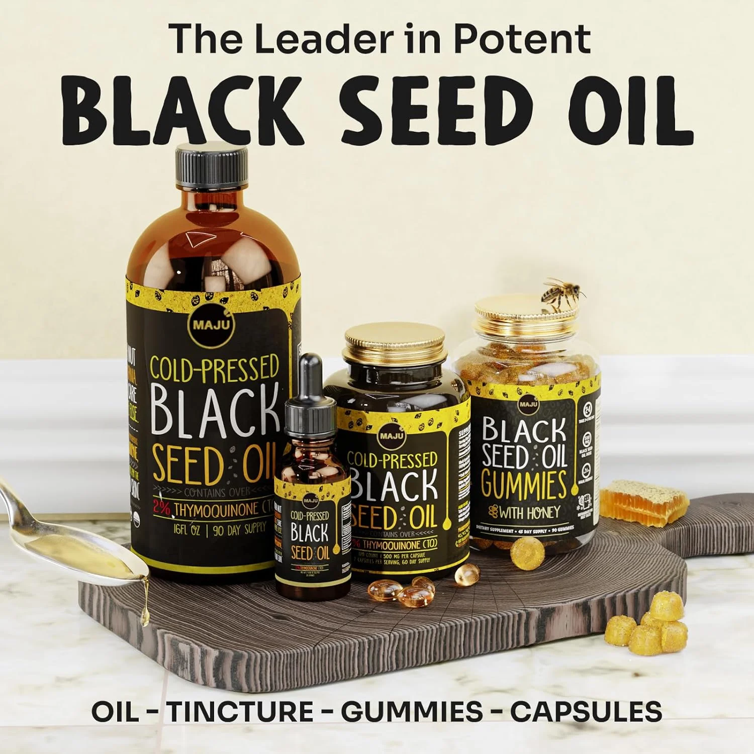 کپسول روغن دانه سیاه‌دانه فشرده سرد Maju Superfoods با 2% تیموکینون - سیاه