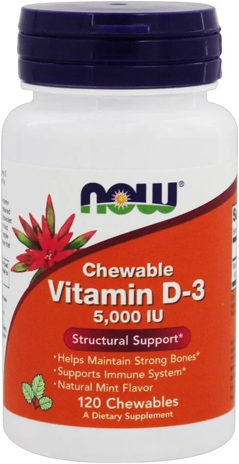 نو فودز - ویتامین د3 جویدنی با طعم نعناع طبیعی 5000 واحد بین المللی، 120 عدد