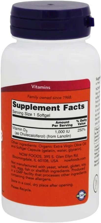 نَو فودز ویتامین D3 با قدرت بالا 1000 واحد بین المللی (180 سافت ژل)