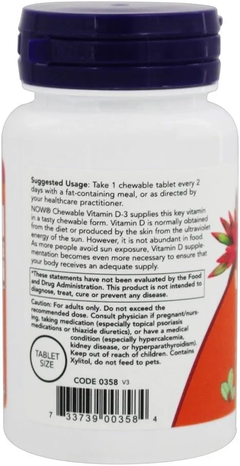 نو فودز - ویتامین د3 جویدنی با طعم نعناع طبیعی 5000 واحد بین المللی، 120 عدد