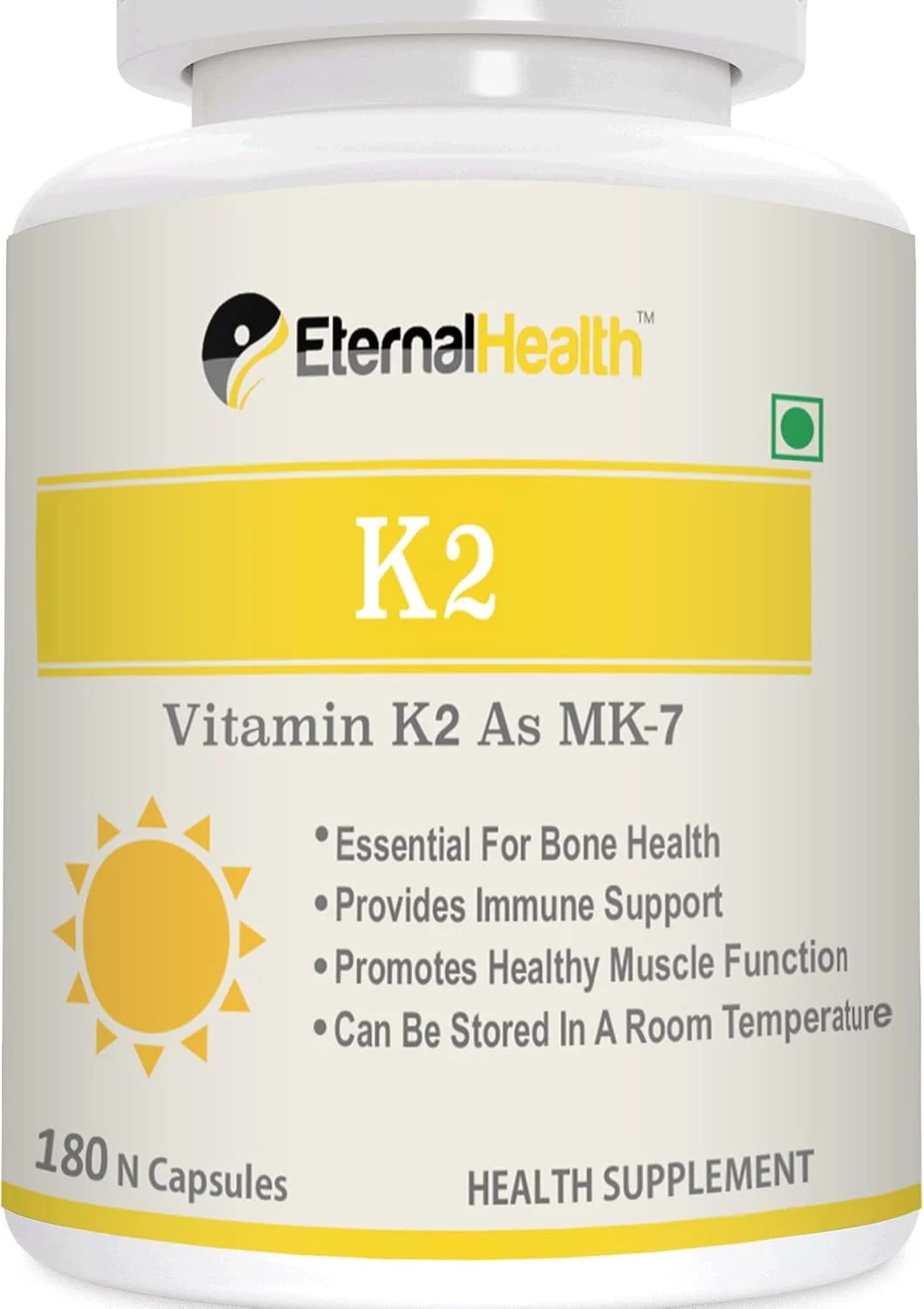 ویتامین K2 به شکل MK-7 از EternalHealth، فرم قوی K2 - 180 کپسول گیاهی