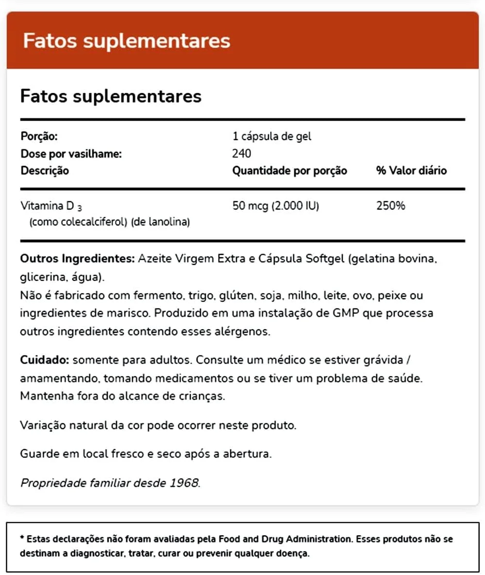 نو فودز - ویتامین D-3 2000 IU، تعداد 240 سافت ژل