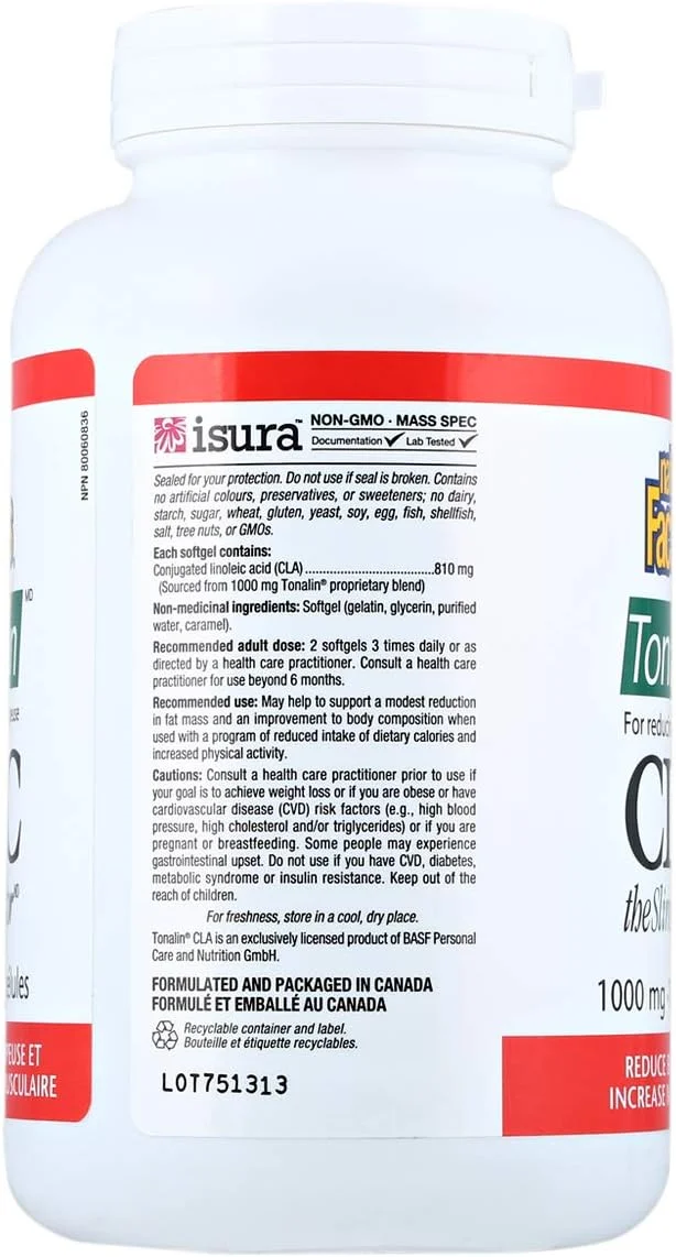 ناترال فاکتورز CLA تونالین ۱۰۰۰ میلی گرم، ۱۸۰ سافت ژل