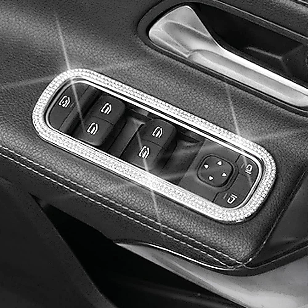 برچسب تریم پنل تنظیم سوئیچ بالابر شیشه نوع کریستالی نوع الماس برای مرسدس بنز کلاس CLA CLA180 CLA200 CLA220 مدل 2020 2021